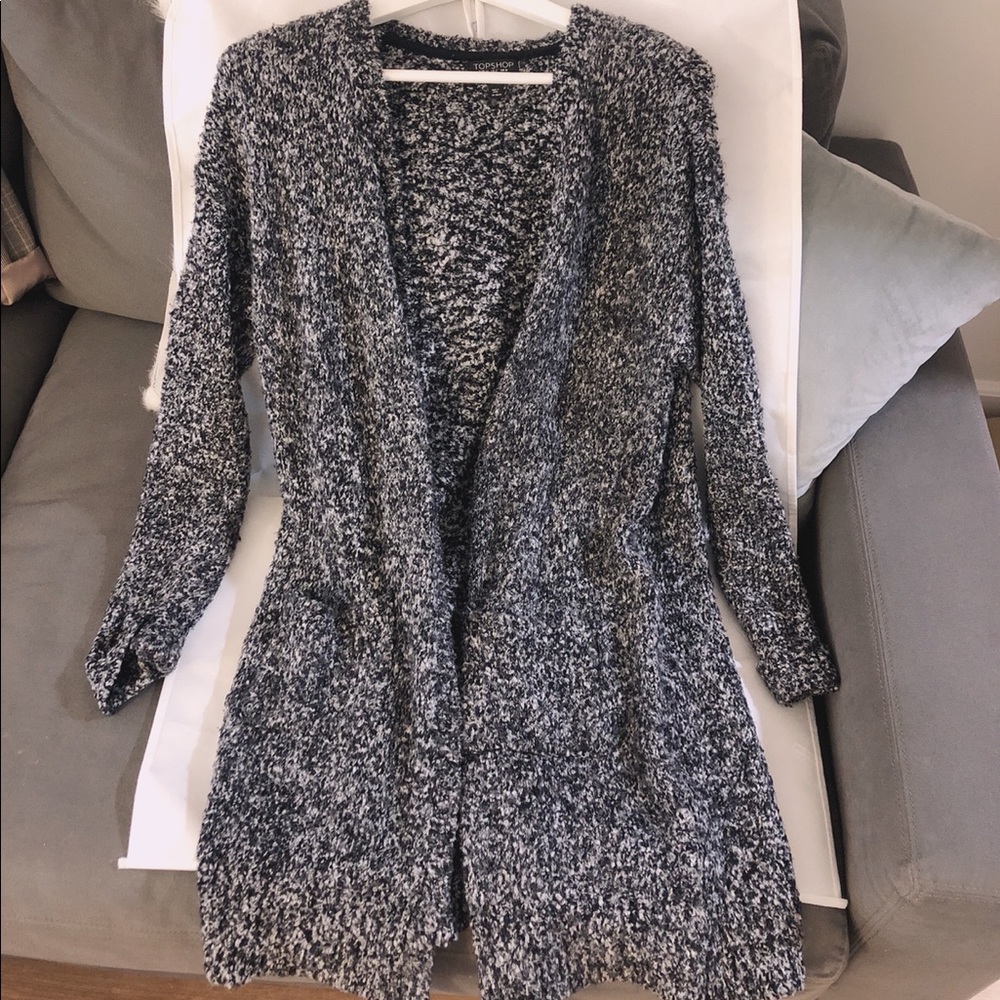 Heather gray long sweater cardigan size S